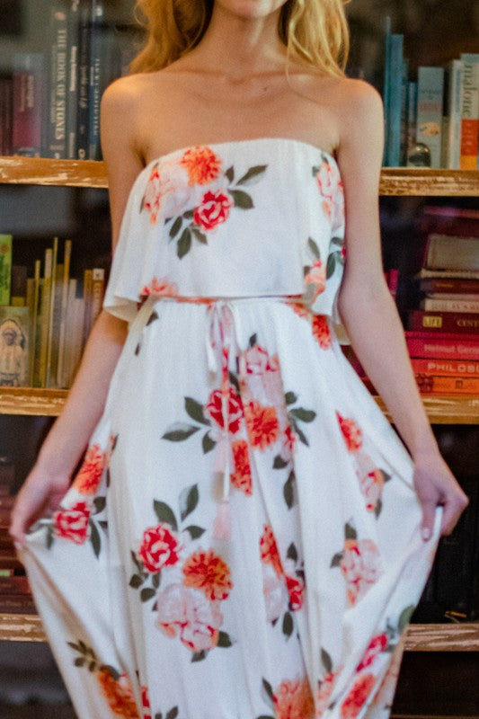 Cecilia Strapless Floral Maxi Dress