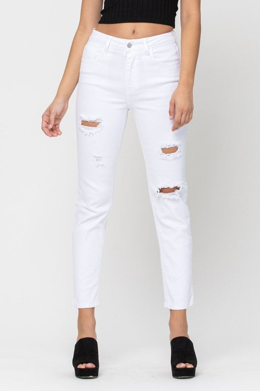 Eloise high rise slim straight white jeans