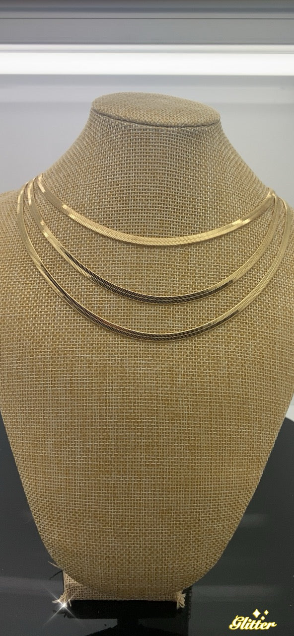3 Layer gold necklace snake chain