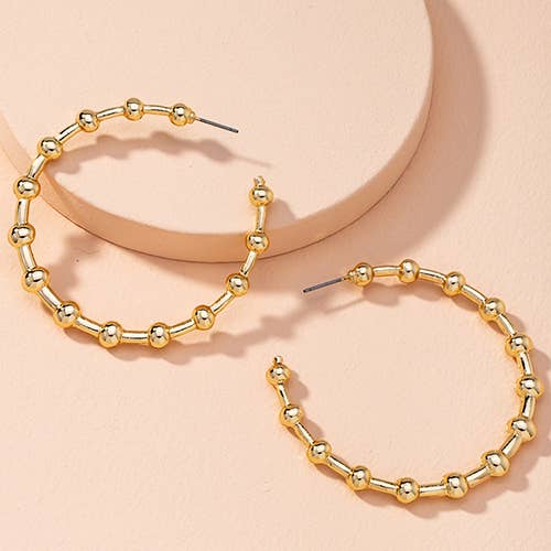Narli Gold Beaded Hoop Earrings