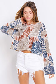 Terry Slouching shoulder bell sleeve top