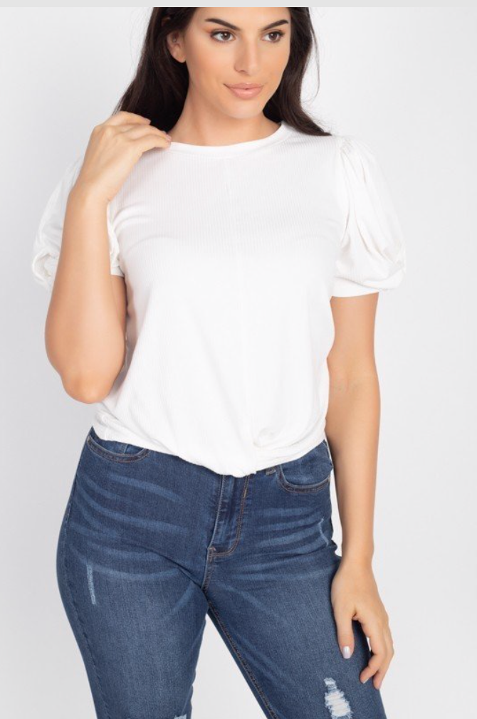 Hannah front twisted bubble sleeve top