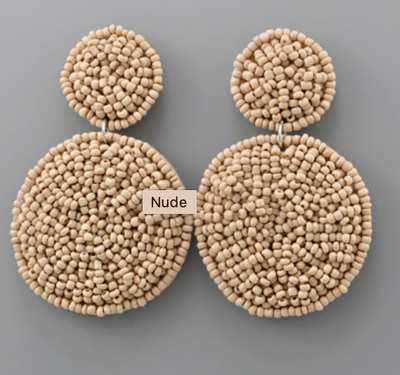 Seed Bead Circle Earrings Nude