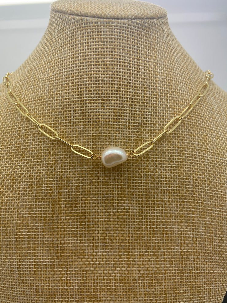 18” Necklace gold spare pearl chain with hanging pearl
