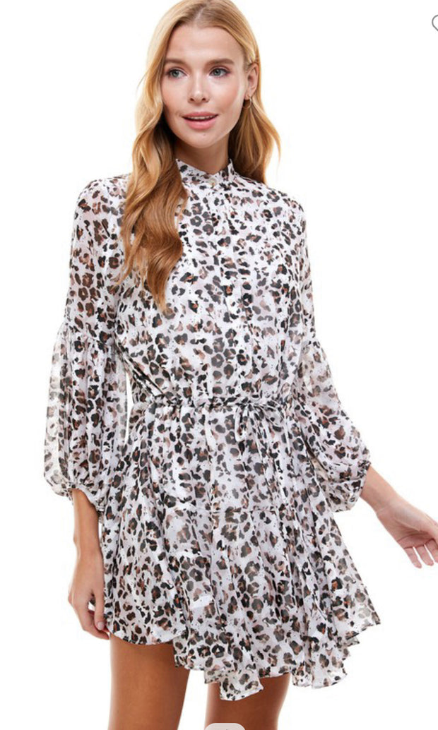 Angelica animal printed button up dress.